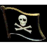 SKULL FLAG WITH CROSSBONES AND PATCH PIN